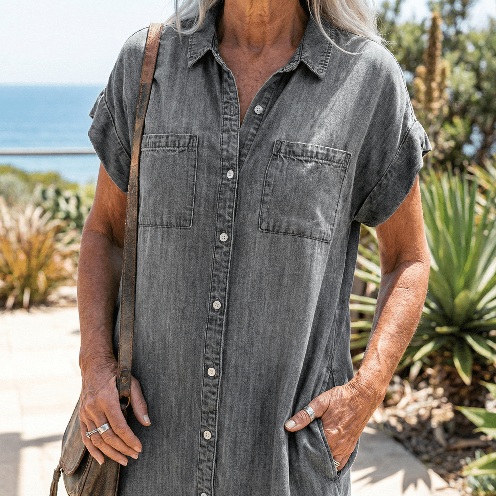 Sofia™ - Casual Denim Print Dress