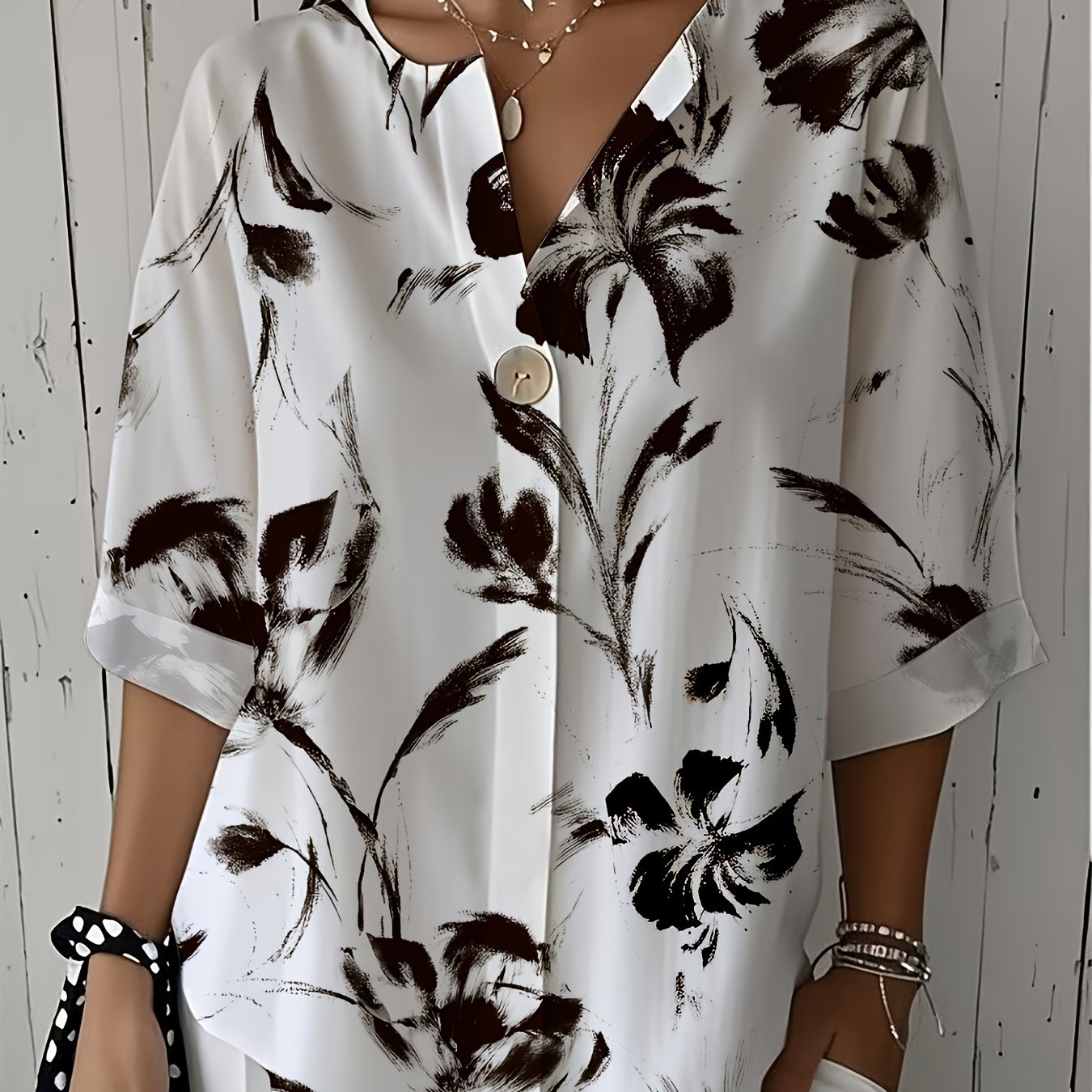 Selira™ | Watercolour Floral Long Sleeve Blouse