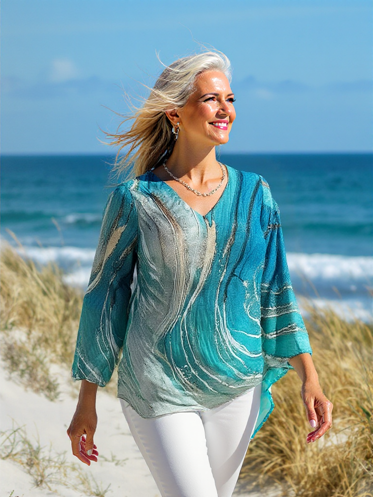 LOREINA™ | OMBRÉ BLOUSE WITH ELEGANT COLOUR FADE