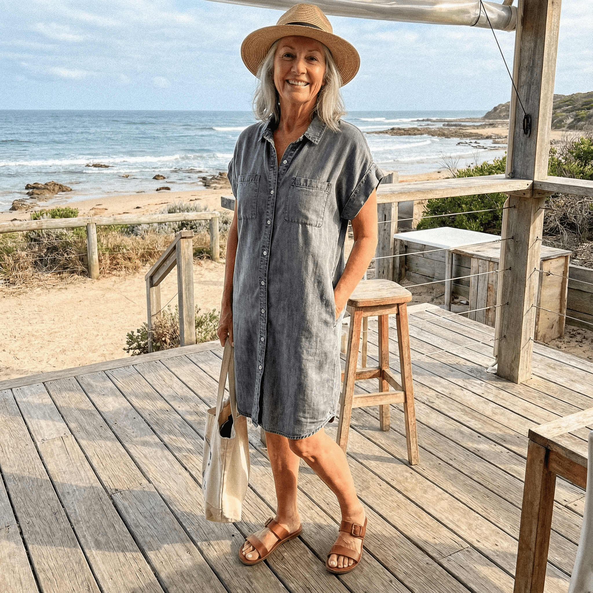 Sofia™ - Casual Denim Print Dress