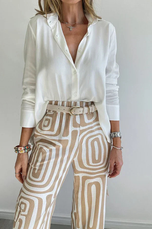 OLIVIA | STYLISH TROUSER SET WITH BLOUSE & BELT