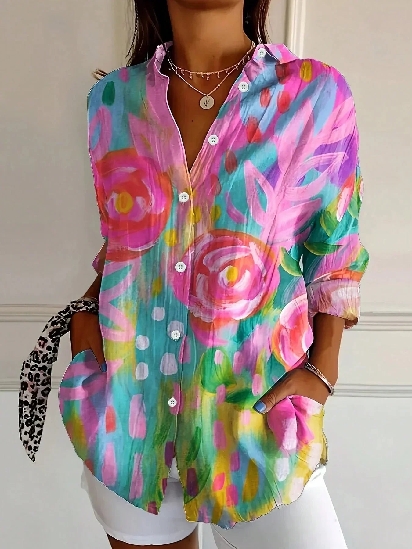Elanora™ | Colourful Blouse with Playful Print